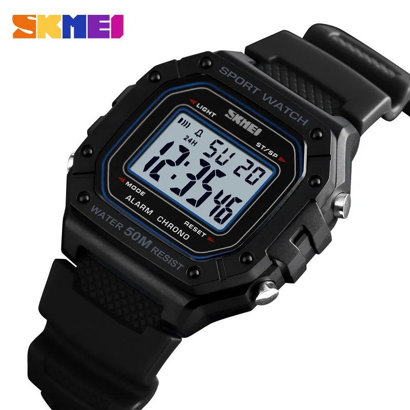 

Fashionable week date day alarm silicon strap digital sports newest design waterproof watch 1496 SKMEI watch