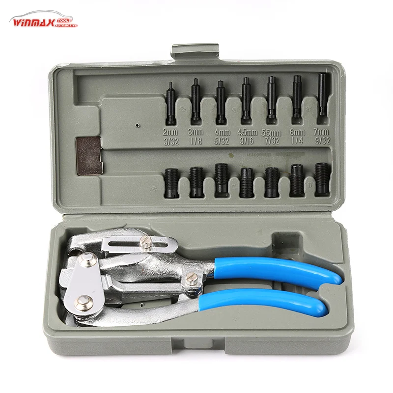 

Local stock in America! Winmax Multi-Purpose Power Hole Punch Kit for metal steel and leather hand tools seven punch and die