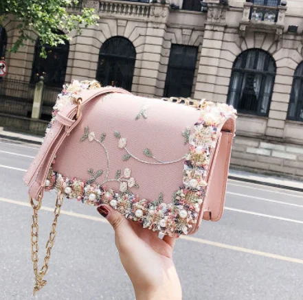 

9F005 Wholesale small square flower shoulder handbags for women shoulder bag