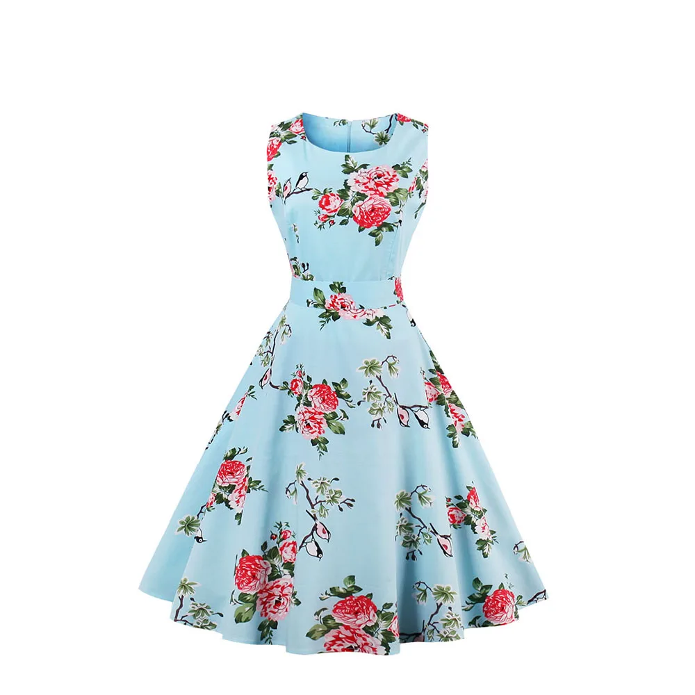 

Plus-size women's clothing sleeveless flower bird patterns casual girls party dresses