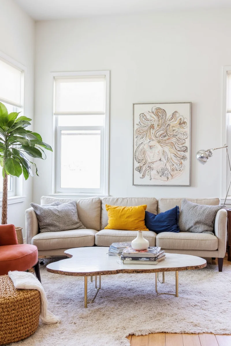 Living room with smart storage solutions