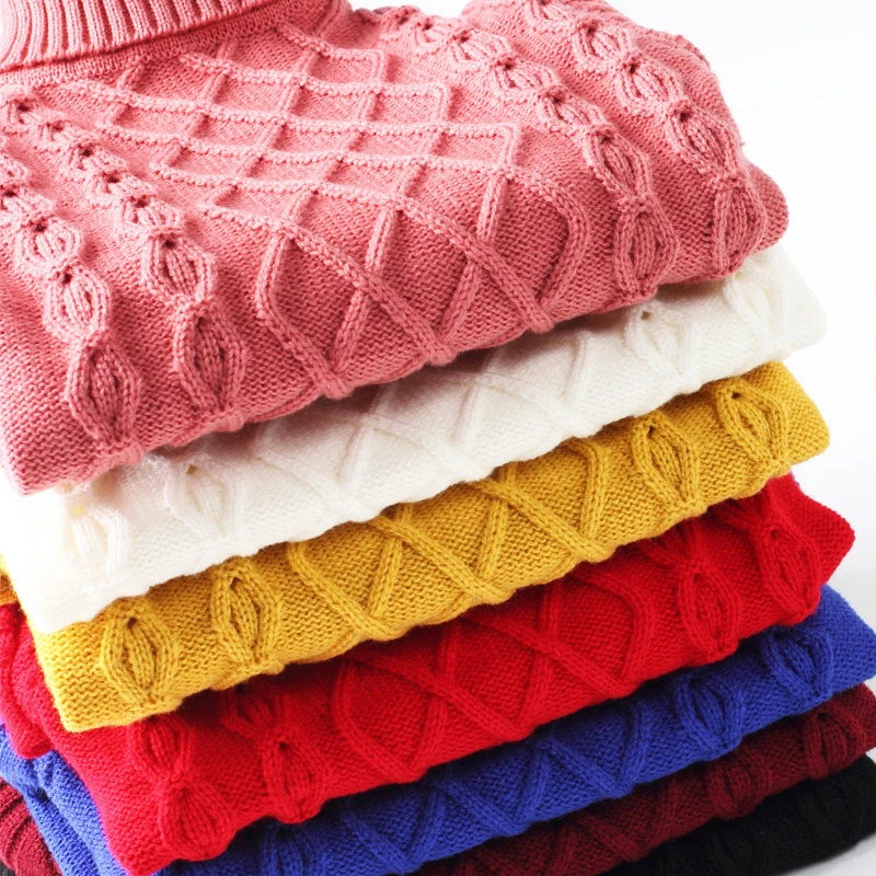 
Fashion Korean Style Autumn Vertical Strip Close-fitting Knitwear Round Neck Cotton Warm Candy Color Bottoming Kids Boy Sweater 