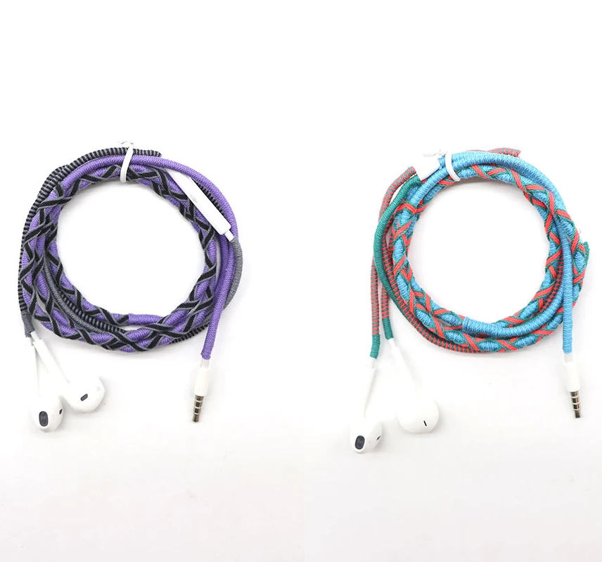 Nylon Braid Earbuds Earpod For Apple In Ear 3.5mm Wired Earphones