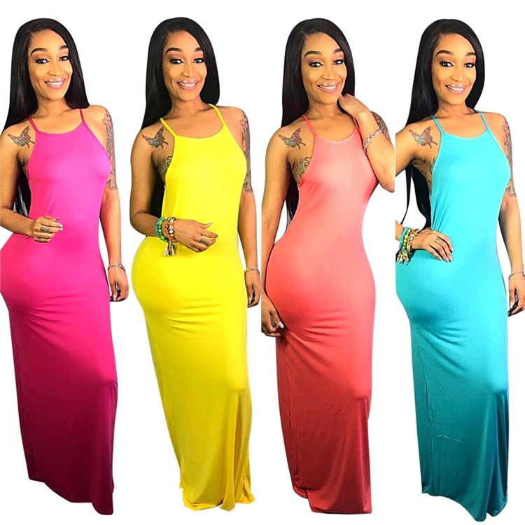 

Hot selling woman beach casual summer maxi dress with low price