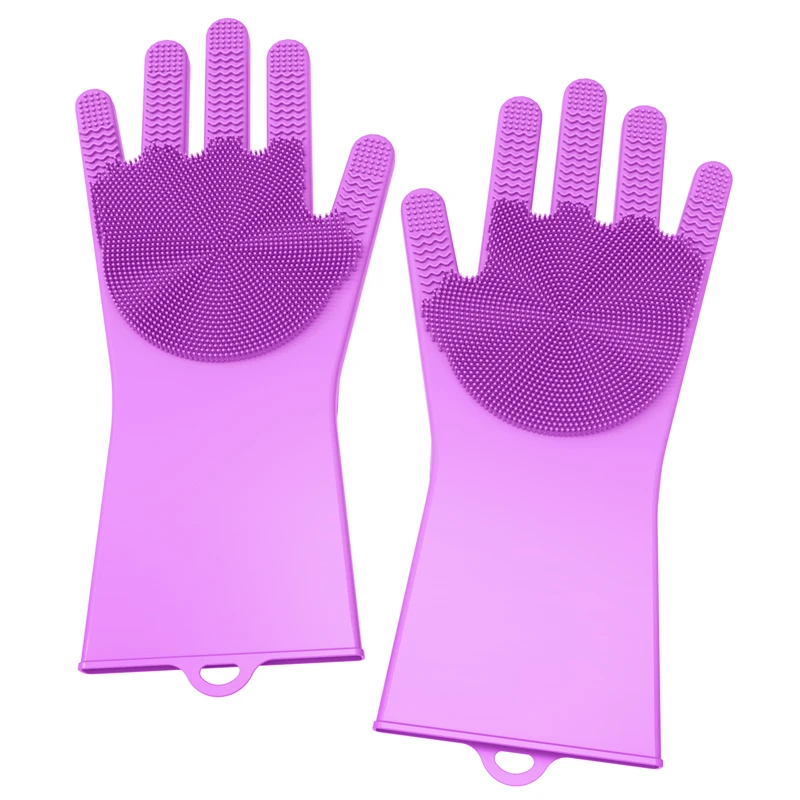 

Kitchen Silicon Magic Rubber Dishwashing Scrubbing Gloves Heat Resistant High Quality Magic Silicone Dish Washing Glove