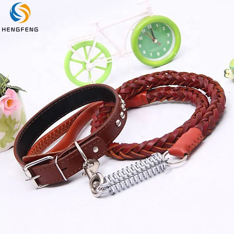 

Manufacturer Hengfeng wholesale braided Leather bulldog Big dog leash rope, Customized color