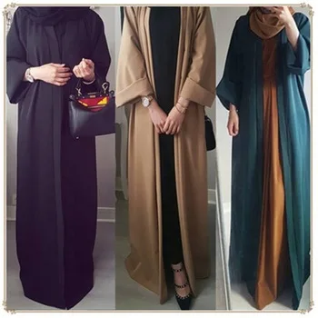 Zakiyyah LR167 hot selling new arrival muslim islamic clothing solid color maxi open abaya dress robe dubai kimono