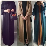 

Zakiyyah LR167 hot selling new arrival muslim islamic clothing solid color maxi open abaya dress robe dubai kimono