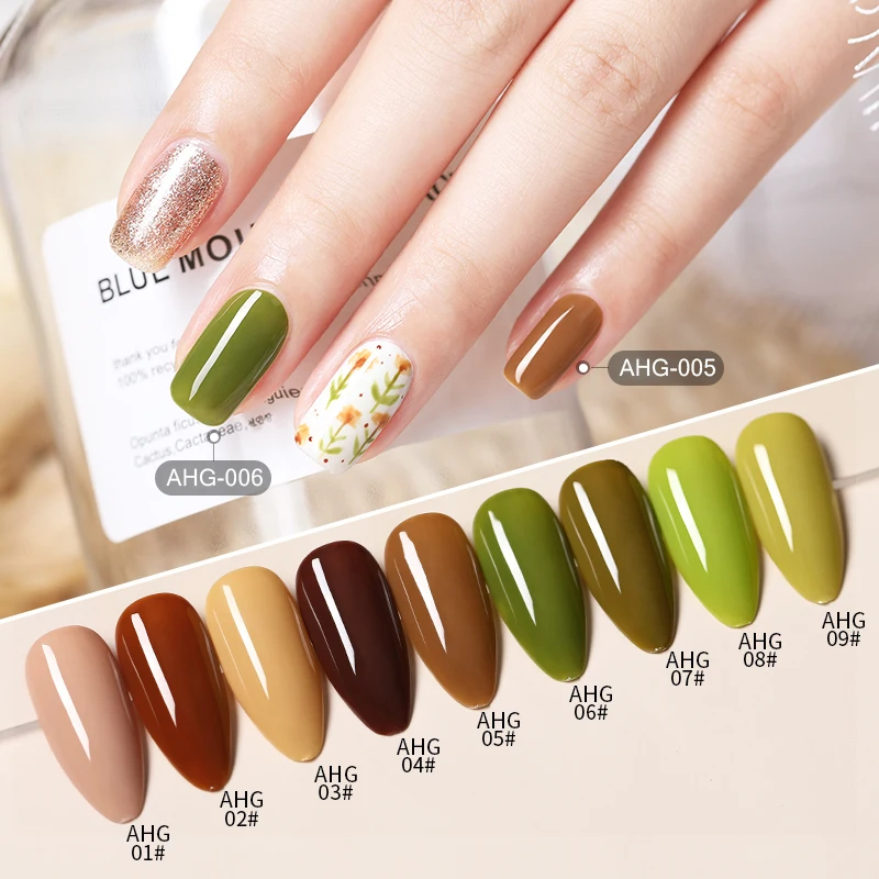 

3 AS Modern Colors Brown Pink Green Bright Gel Nail Polish Private Label Wholesale Uv Gel Nail Set