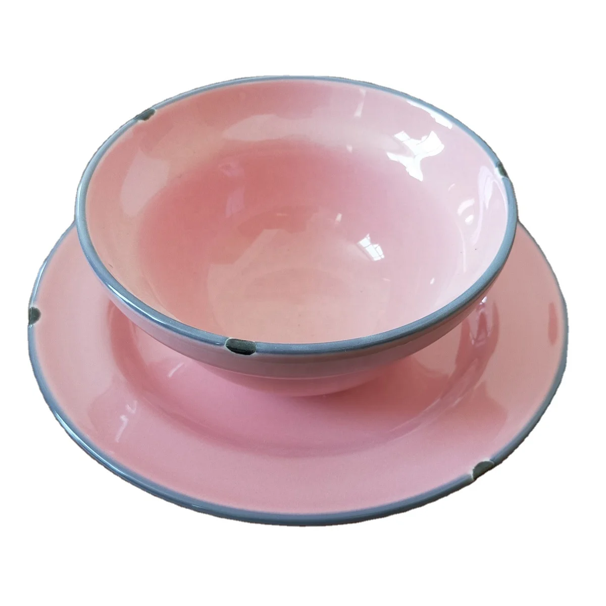 

Made in china factory cheap price 5 inch ceramic porcelain coffee soup bowl with plate tray for export