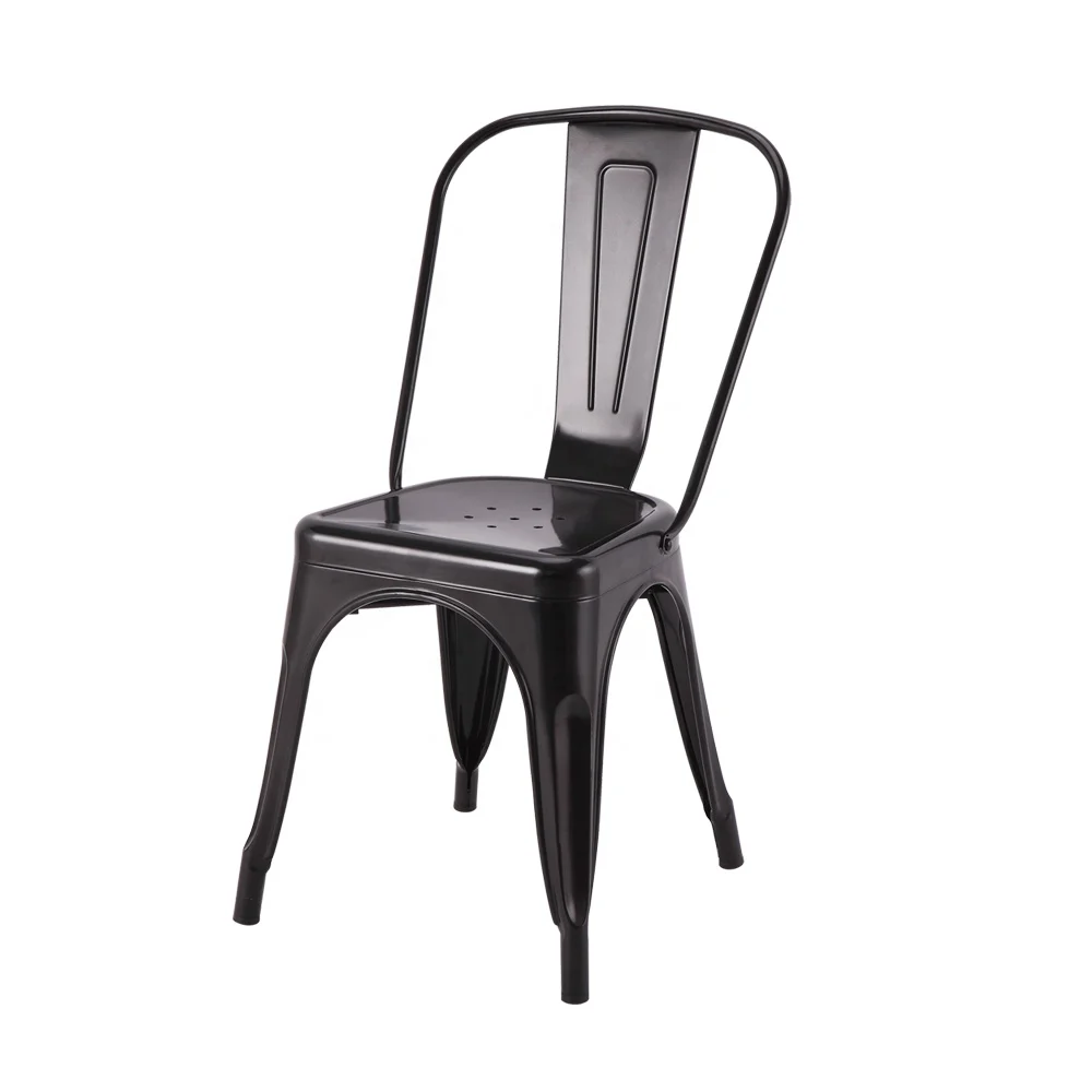 Groothandel eetkamer meubels volledige Industriële stijl metalen stoelen stapelbaar vintage volledig metalen eetkamerstoel