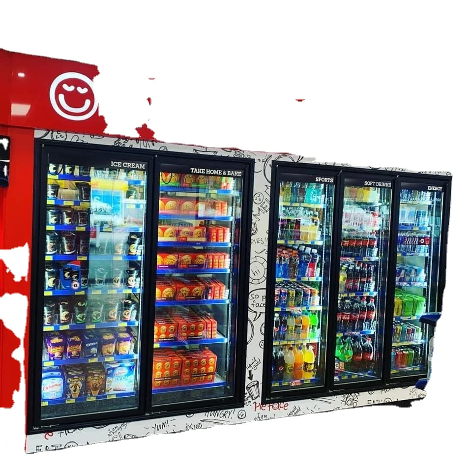 

Supermarket Cold Drink Cooling Fridge Glass Door Cooler With Remote Compressor, Silver or black