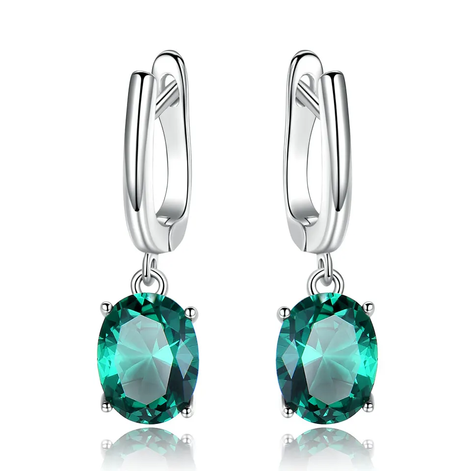 

Wholesale 925 Sterling Silver Emerald Gemstone Clip On Huggie Earrings Cz Diamond Earrings Women Jewelry
