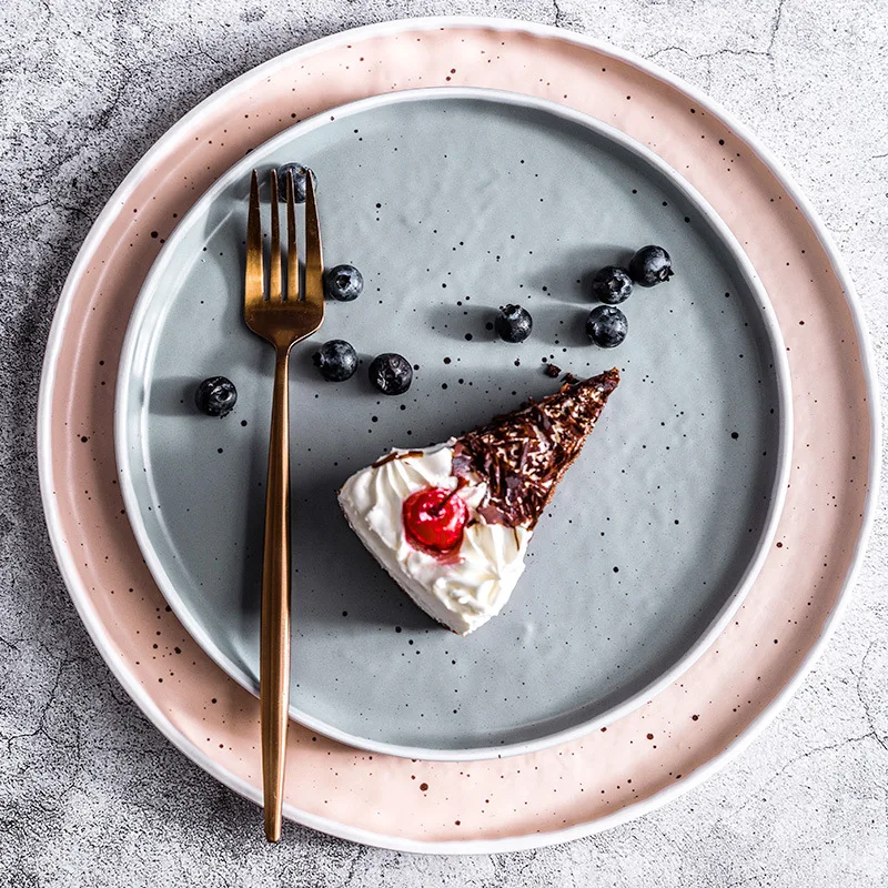 Retro handmade ceramic dessert plate wedding gift porcelain tableware home decor cake plate