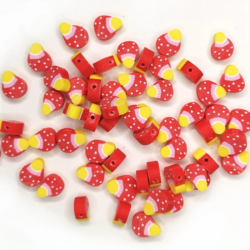 

100 Pcs Wholesale Red Mushroom Soft Pottery Clay Beads for Phone Chain Earrings Necklace Jewelry