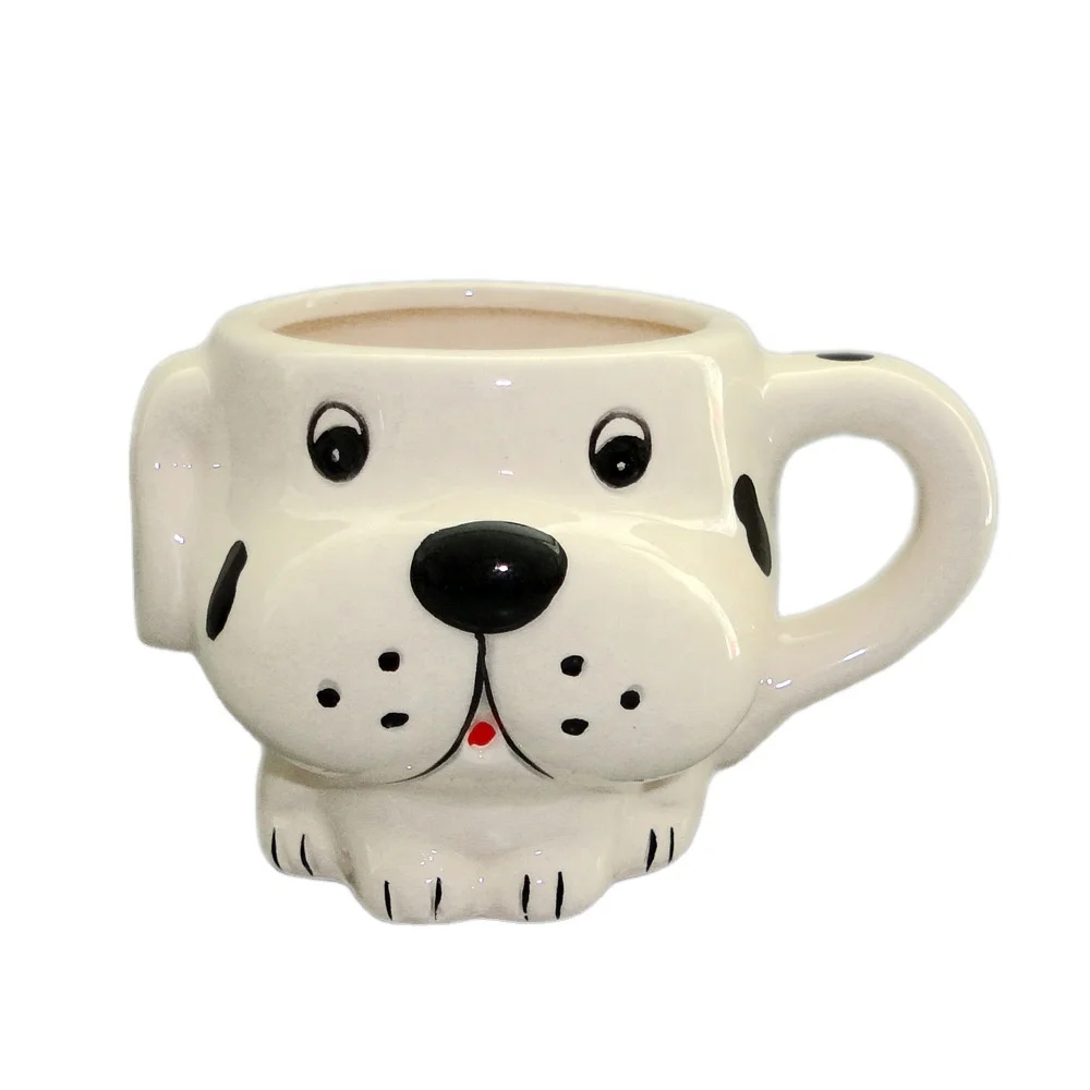 

China Dehua factory wholesale bulk cheap price hand painted 3d dog design ceramic coffee mug cup, White