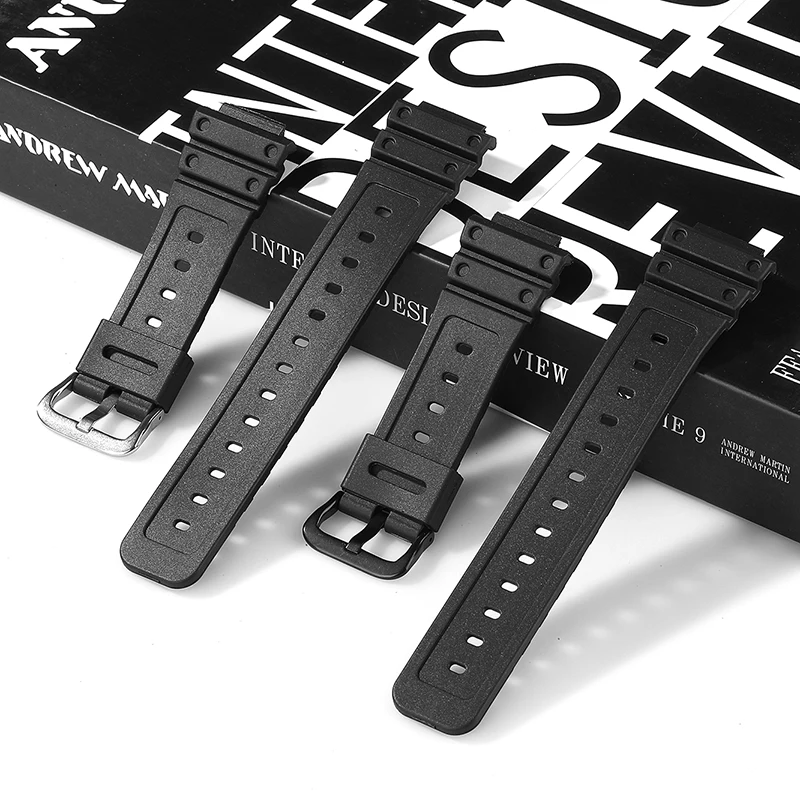 

Silicone strap For DW5600 small square watch male cool black replacement watch strap, Black,white