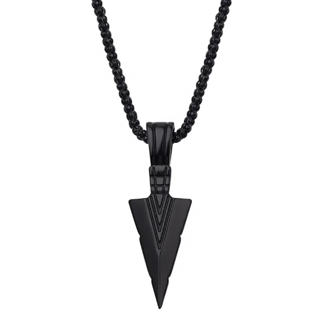 

China Factory Unique Premium Energy Wearable Wholesale Arrowhead Arrow Necklace, As pictures