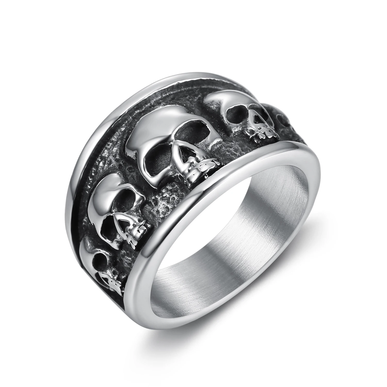

New releases gothic style men's ring goth silver plated stainless steel for male