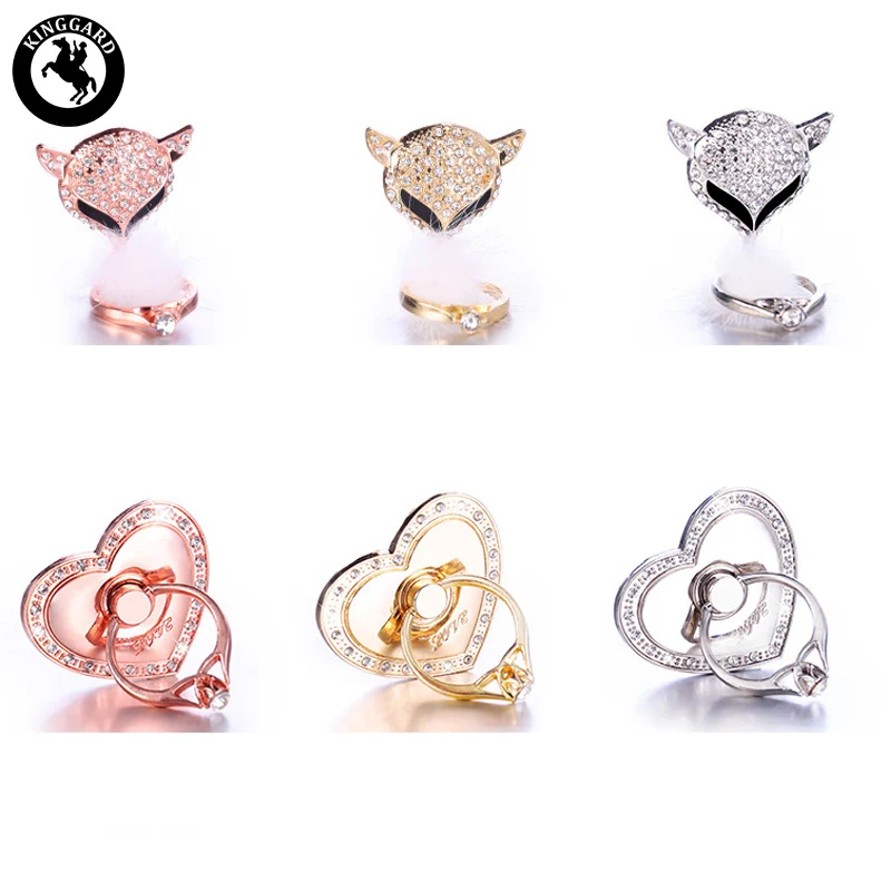 

2020 new design heart shape diamond decorate phone selfie holder ring