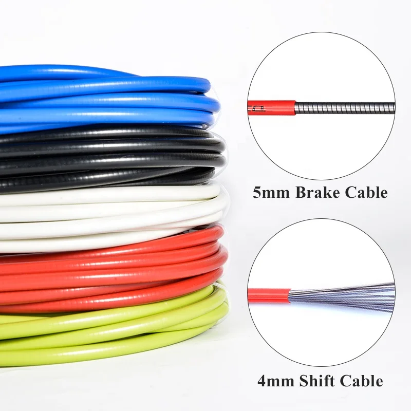 

Bicycle Shift Cable 4mm Mountain Bike 5mm Brake Shift Housing Line Pipe Colorful Shift Wire Line Bicycle Brake Cables, Black, white, blue, green, red