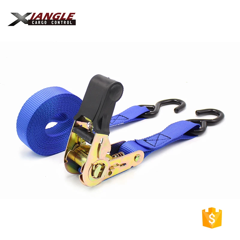 

25mm 1 inch 1500lbs rubber handle ratchet buckle tie down straps ratchet cargo lashing strap belt replacement s hooks