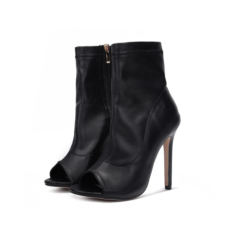 

Hot wholesale high chunky heel autumn open toe high heel black