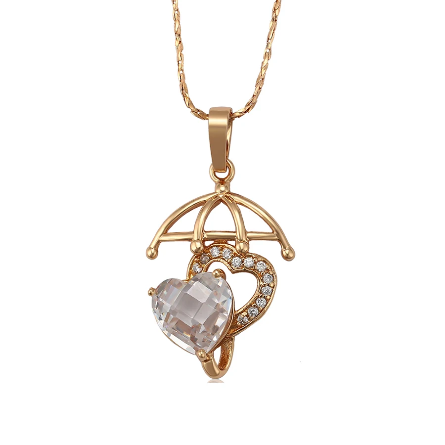 

45652 Xuping multicolor stone double heart shape pendant necklace jewelry .