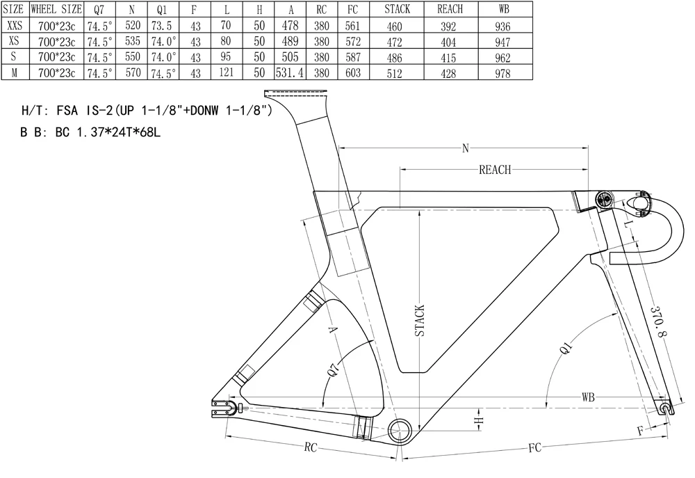49cm bike frame in inches