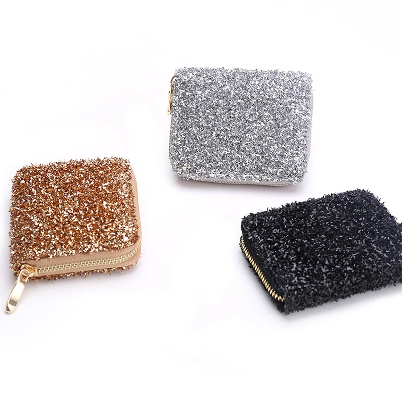 

Purse Sequin Wallet Bling Coin Purse Short Wallets Woman Purse Ladies Glitter Wallet, 3 colors