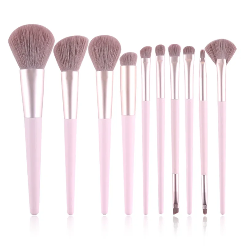 

New design high quality private label 10 pcs professional cosmetic tools factory wholesale cheap best pink makeup brush set, Customized color