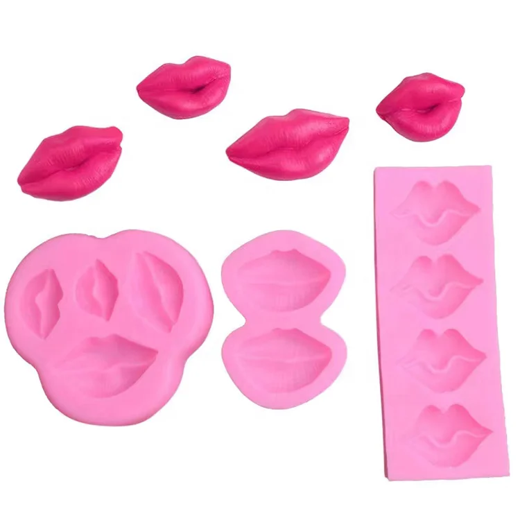 

Valentine Lip Shape Chocolate Mold Fondant Cake Decorating Silicone Lips Mold, Pink