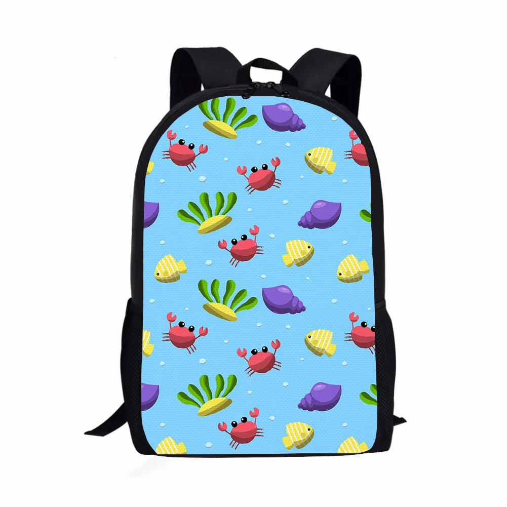 

2022 Custom New Design Print On Demand Marine Life Pattern Waterproof Polyester DIY Student Children Kids Backpack School Bag