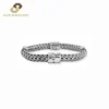 Pure 925 Sterling Silver Antique Knitting Chain Bracelet Bangle for Man Jewelry