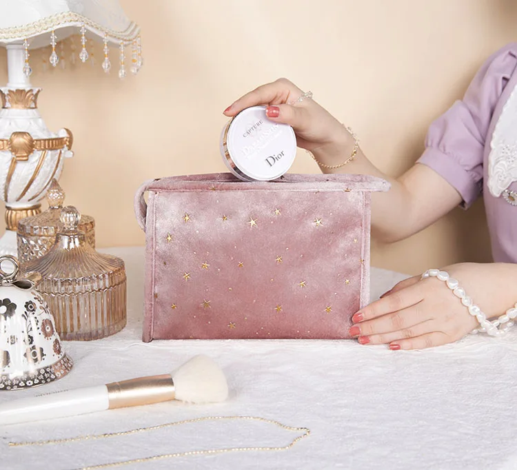 Samt-Luxus-Beauty-Make-up-Tasche mit Reißverschluss, professionelle Reise-Kosmetiktasche