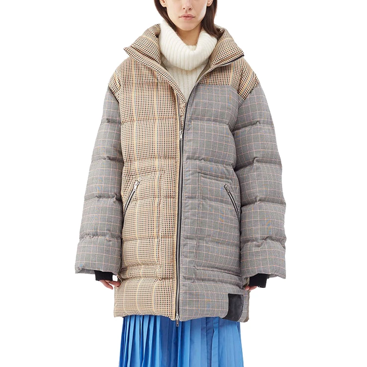 

Womens custom embroidery logo longline quilted puffer jacket
