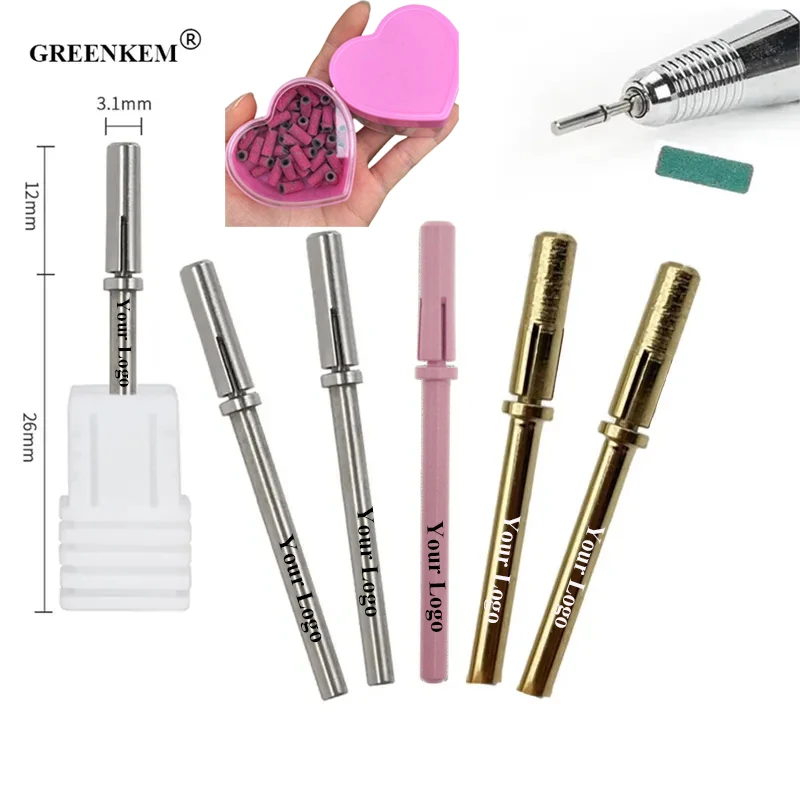 

New Mini 3.1mm Gold Tungsten Steel Grinding Head With Safety Bottom Nail Polish Tool Small Nail Sanding Band Mandrel