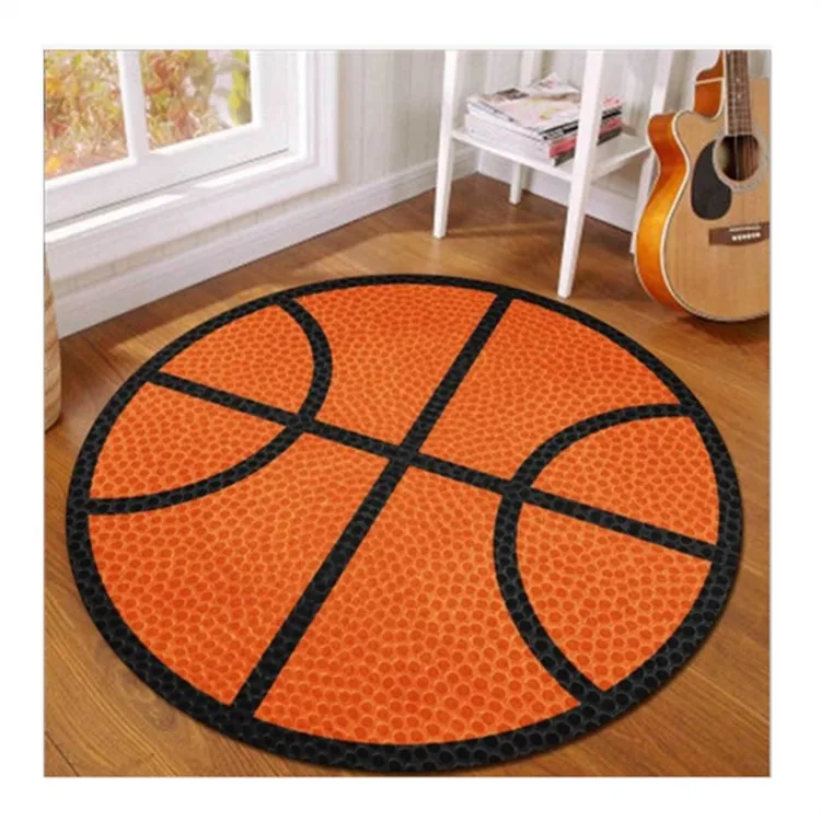 

Non-slip Cartoon basketball Pattern Rug Floor Mat for Children Bathroom Living Room Bedroom Carpet Round Carpet Decor Rugs