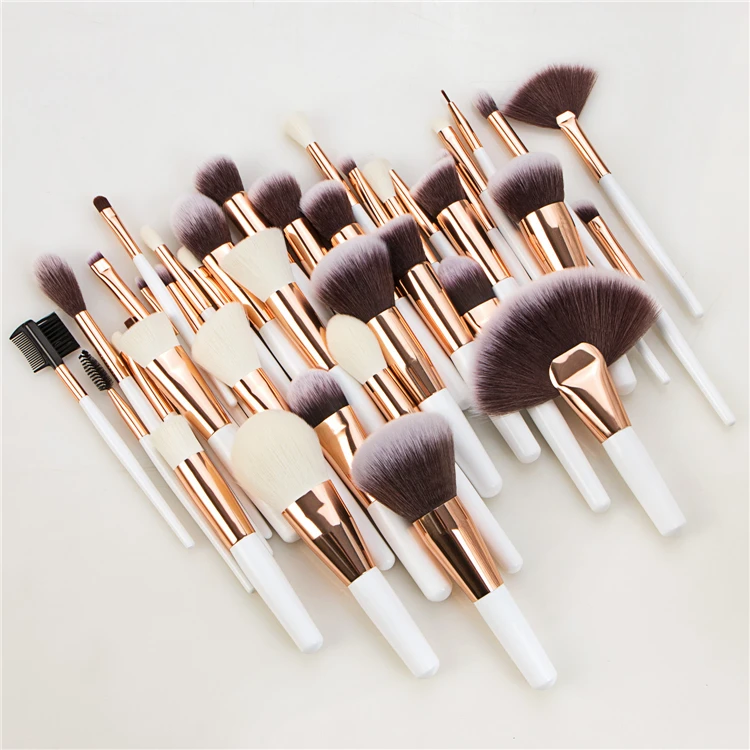 

Professional 15/25/38/40 pcs Luxury Vegan Makeup Brush Set For Girl High Quality White Brushes For Make Up, White,black,wood color for choose