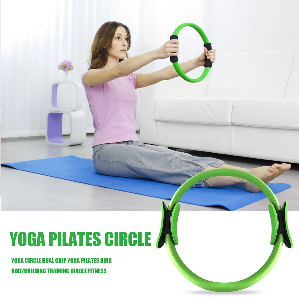 

Professional Yoga Dual Grip Pilates Ring Slimming Body Building Training Circle Workout Fitness Gym Exercise Equipment, Green