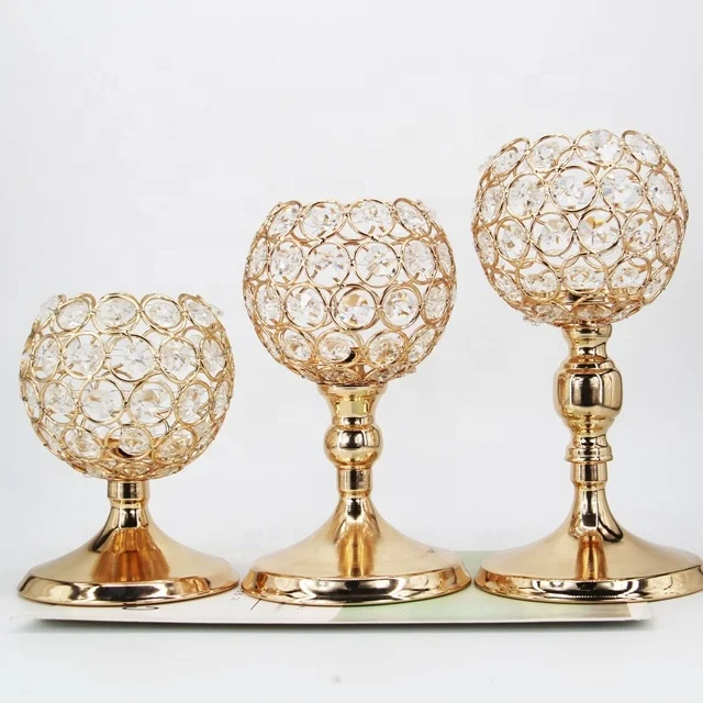 

free shipping)Wedding Centerpieces Crystal Tealight Votive Candle Holders sunyu1025, Gold
