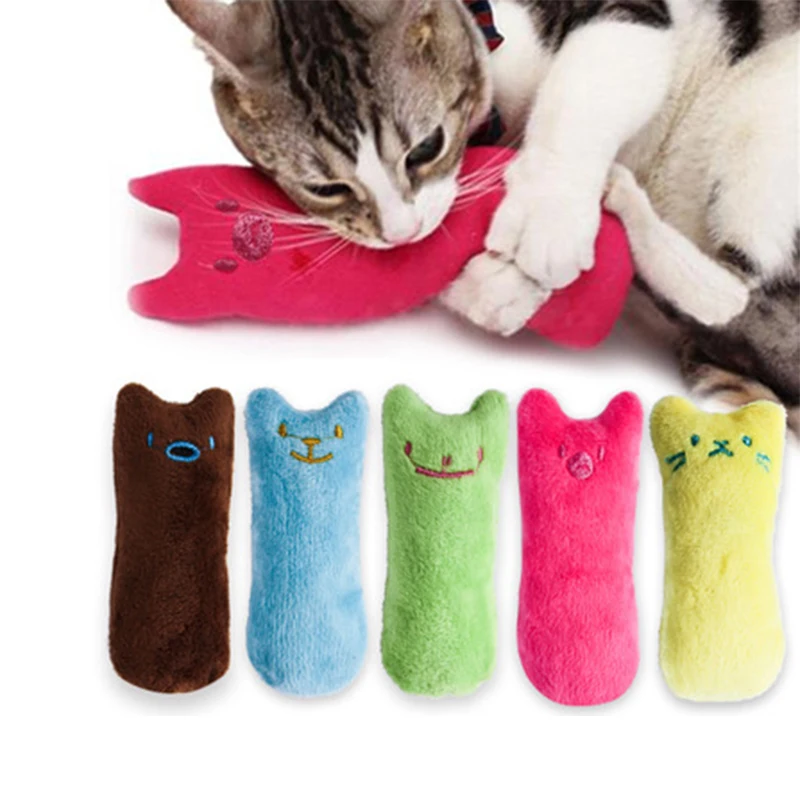 

Teeth Grinding Catnip Toys Funny Interactive Plush Pet Kitten Chewing Vocal Toy Claws Thumb Bite Cat Toy, Pink,blue purple,white,yellow