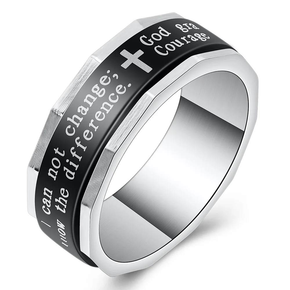 

Personality Simple Cross Stainless Steel Ring Rotatable Ring Men Trendy