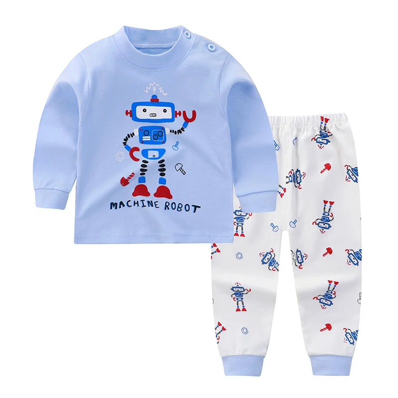 

Children's boutique cotton pajama suit boys and girls lovely printed home wear suit wholesale