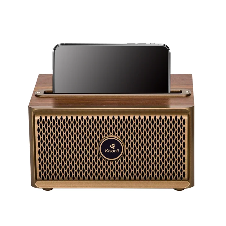 

Kisonli retro classic outdoor wireless BT speaker, Light pear wood grain/deep pear wood grain