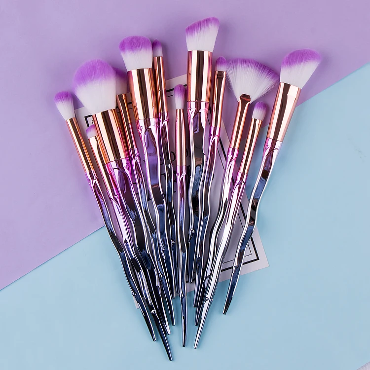 

factory price free sample 2020 makeup brush set with diamonds colorful bling glitter handle 12 piece makeup brushes