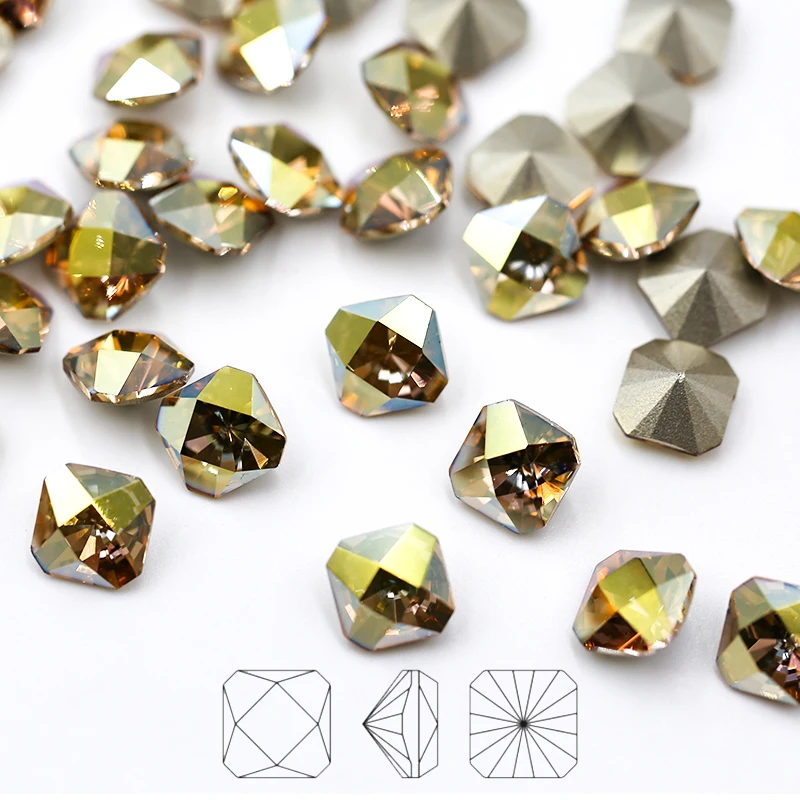 

Paso Sico Wholesale Square kaleidoscope 6mm 8mm 10mm K9 Glass Fancy Crystal Diamond Stones for Sale