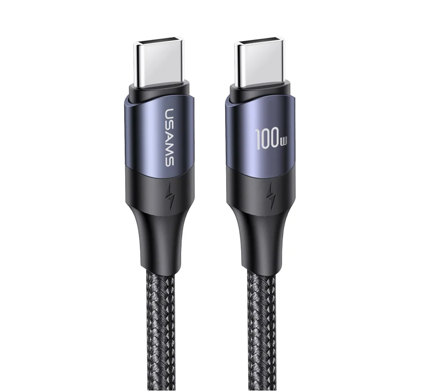 

USAMS SJ525 pd fast charging type c to type c cable 2 meter type c data cable fast charging 5A for mobile phone, Black