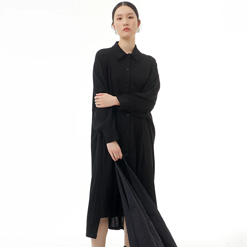 

Spring New 2022 Wholesale Dark Loose Plus Size Women's Dresses Vintage Thin Coat Unique cut design Jacket Dress 3958