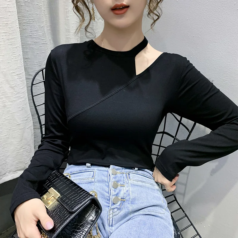 

Fashion Women's T-shirt Long Sleeve Slim Bottoming Shirt, White;black;khaki
